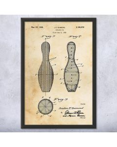 Bowling Pin Framed Patent Print