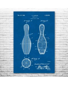 Bowling Pin Patent Print Poster