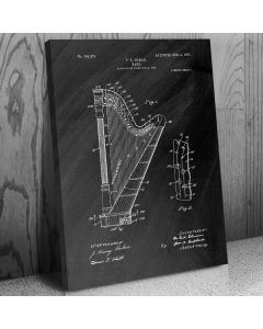 Harp Canvas Patent Art Print Gift