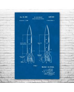Wernher Von Braun Rocket Patent Print Poster