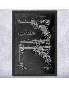 WW2 Luger Pistol Framed Patent Print