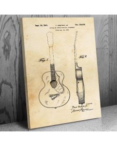 Gretsch Acoustic Guitar Canvas Patent Art Print Gift, Guitar Art, Gretsch, Acoustic Guitar, Guitar Player Gift, Guitarist Gift, Guitar Teacher Gift