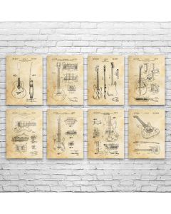 Guitar Patent Prints Set of 8