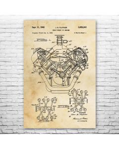 V8 Engine Patent Print Poster