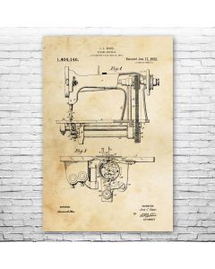 Sewing Machine Patent Print Poster