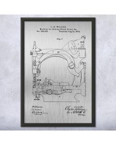 Straw Braid Sewing Machine Framed Patent Print