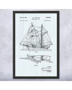 Model Sailing Ship Framed Patent Print