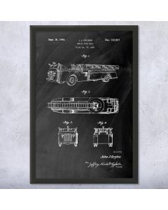 Aerial Fire Truck Framed Patent Print