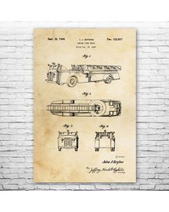 Aerial Fire Truck Patent Print Poster