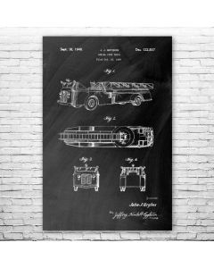 Aerial Fire Truck Poster Patent Print