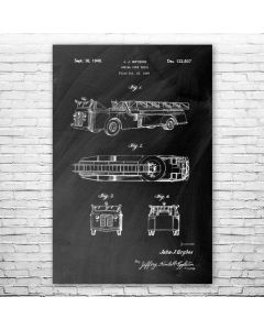 Aerial Fire Truck Poster Print
