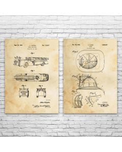 Fire Fighter Patent Prints Set of 2