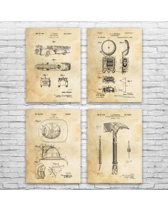 Firefighting Patent Posters Set of 4