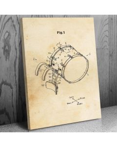 Marching Bass Drum Canvas Patent Art Print Gift