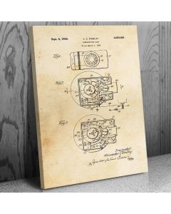 Combination Lock Canvas Patent Art Print Gift