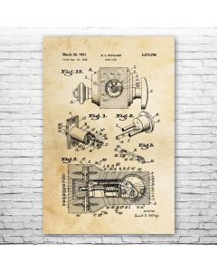 Deadbolt Door Lock Poster Patent Print