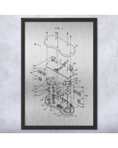 Super SNES Controller Exploded View Framed Patent Print