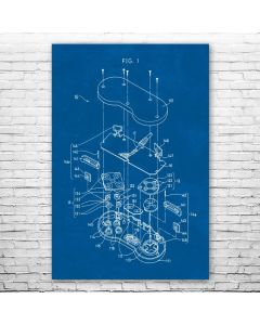 Super SNES Controller Exploded View Poster Patent Print