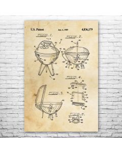 Portable Charcoal Grill Patent Print Poster