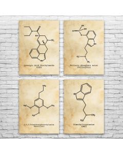 Psychedelic Molecules Posters Set of 4