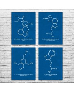 Psychedelic Molecules Posters Set of 4
