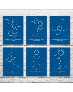 Psychedelic Molecule Posters Set of 6