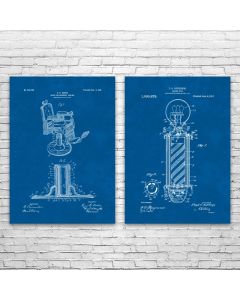 Barber Shop Patent Prints Set of 2