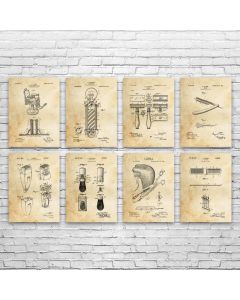 Barber Shop Patent Prints Set of 8