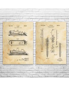 Office Supply Patent Prints Set of 2
