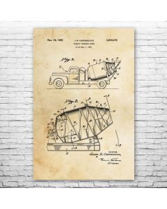 Cement Mixer Truck Patent Print Poster