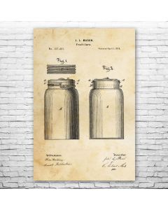 Mason Jar Patent Print Poster