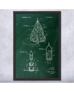 Christmas Tree Light Framed Patent Art Print Gift