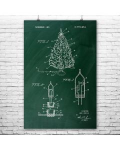 Christmas Tree Light Poster Patent Print Wall Art Gift
