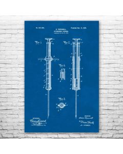 Hypodermic Syringe Poster Patent Print