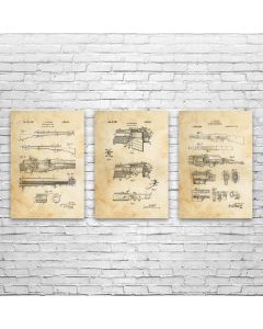 Vintage Combat Rifle Patent Posters Set of 3