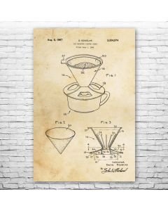 Pour Over Coffee Patent Print Poster