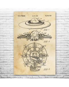 Flying Saucer UFO Patent Print Poster