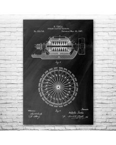 Nikola Tesla Dynamo Electric Machine Poster Patent Print