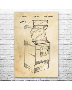 Arcade Video Game Cabinet Patent Print Poster