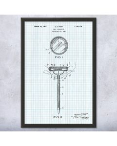 Meat Thermometer Framed Patent Print