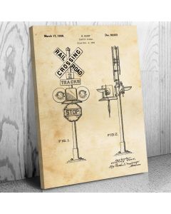 Railroad Crossing Signal Patent Canvas Print