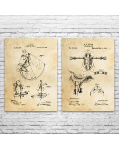 Horse Riding Patent Prints Set of 2