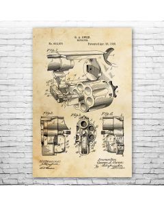 Revolver Cylinder Chamber Patent Print Poster