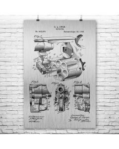 Revolver Cylinder Chamber Poster Print Wall Art Gift