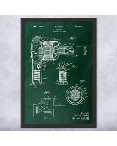 Electric Hair Dryer Framed Patent Print