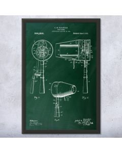 Hair Dryer Framed Patent Print
