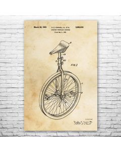 Unicycle Patent Print Poster