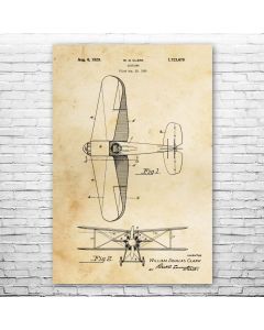 Staggered Biplane Poster Patent Print