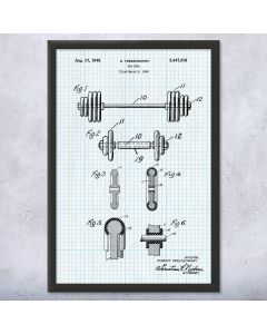 Bar Bell Weight Framed Patent Print