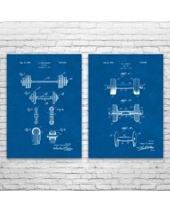 Weight Lifting Patent Prints Set of 2
